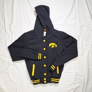 Iowa Hawkeyes Youth Varsity style embroidered button front Hoodie jacket sz. S